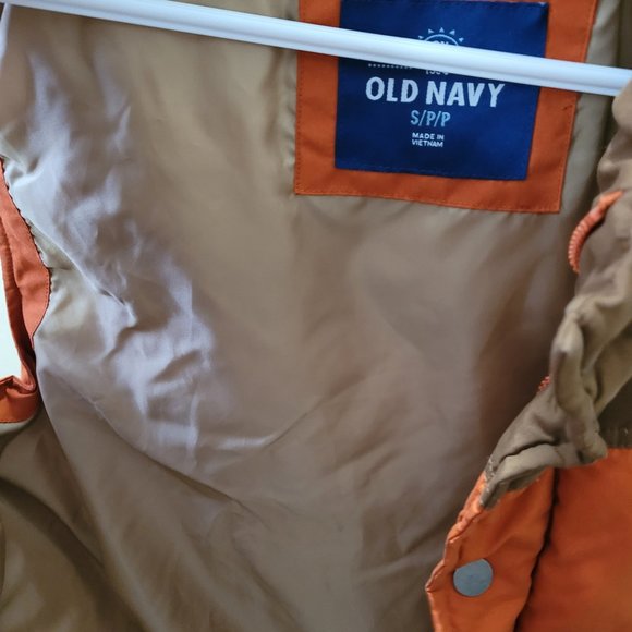 old navy orange and brown puffer vest size S - Picture 3 of 11